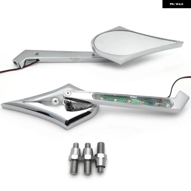 バイク ミラー スズキ ハヤブサ 1999-2007 クローム LED ウィンカー スリム オーバルミラー_2