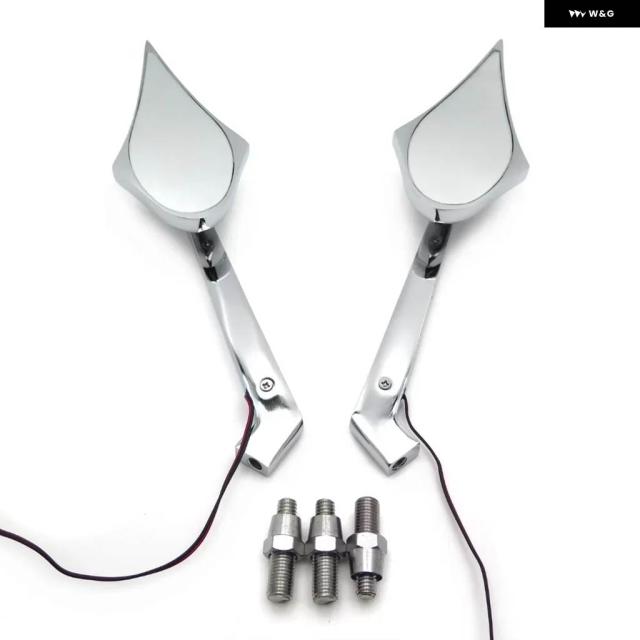 バイク ミラー スズキ ハヤブサ 1999-2007 クローム LED ウィンカー スリム オーバルミラー_3