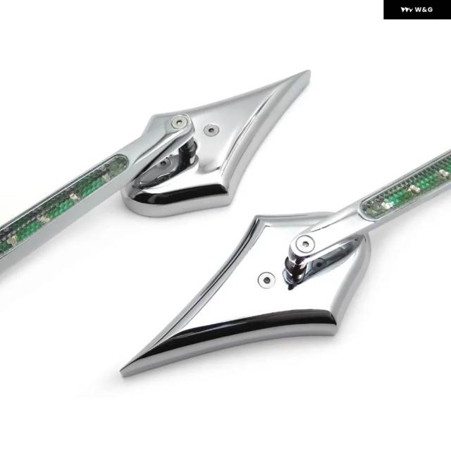 バイク ミラー スズキ ハヤブサ 1999-2007 クローム LED ウィンカー スリム オーバルミラー_4