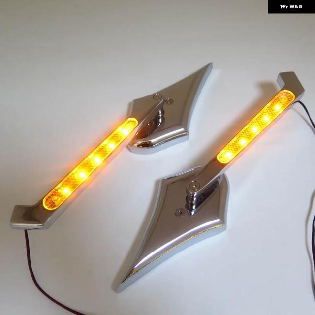 バイク ミラー スズキ ハヤブサ 1999-2007 クローム LED ウィンカー スリム オーバルミラー_5