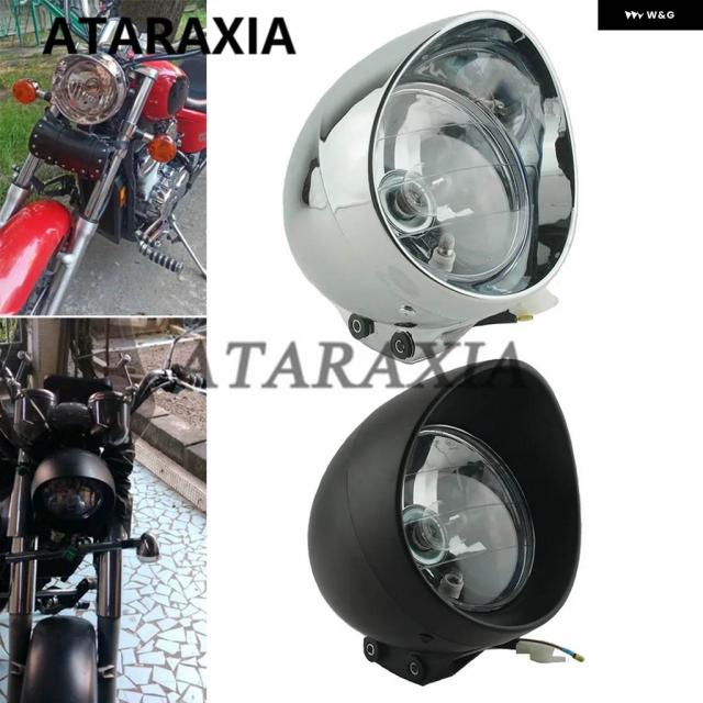 6.5インチ クローム オートバイ ローハイビーム バレット ヘッドライト ハーレー ダイナ クルーズ ホンダ スティード シャドウ VTX1300 バイク フロントライト