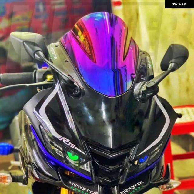 自動二輪車 スポーツレーシング風防ガラス 陳列箱映写幕 デフレクターバイザーバイザー5 V3.0 2017 2018 2019 YZF-R15 V3 ダブル砂上の楼閣