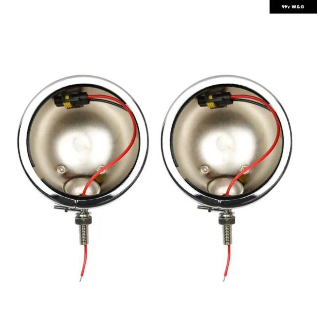2ピース クローム 4.5インチ オートバイ ヘッドライト LED フォグライト アウター カバー トリム ブラケット ハウジング FLSFLSTCFLSTF FLS
