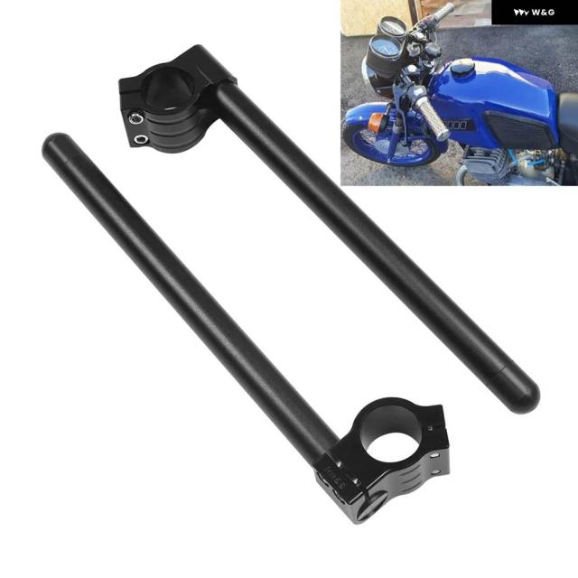 オートバイ 汎用 カフェレーサー 7/8インチ22MMクリップオン ハンドルバー フォーク クランプ31/32/33/35/36/37/39/41/43/45/48/50/51MM
