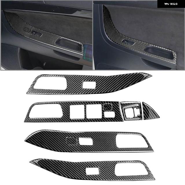 9個 カーボン カーウィンドウリフトスイッチ パネル カバー 三菱 ランサー EVO X MR 2008 - 15 LHD