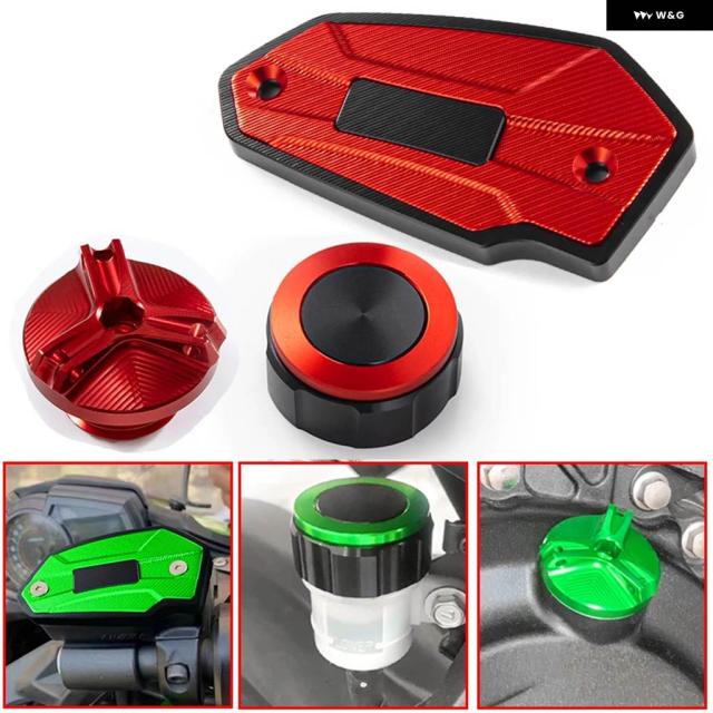 カワサキ ER-6N ER6N 2009-2015 2011 - 14 オートバイ アクセサリー フロントとリアブレーキフルード タンクキャップ と フィラー キャップ