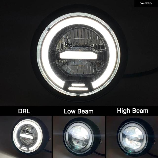 6.5in 自動二輪車 LED 前照灯 汎用 6.5in ラウンド 前照灯 ハーレー 運動競技はやりっ子 喫茶店レーサー ホンダ ヤマハ スズキ
