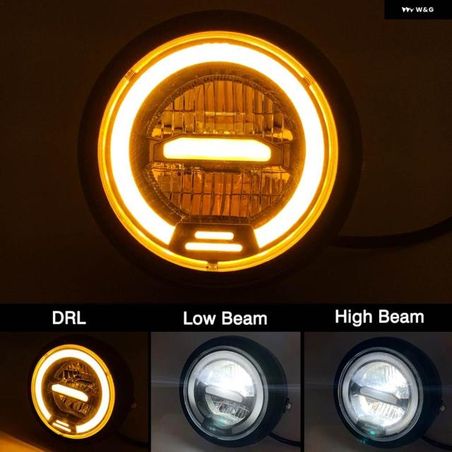 6.5in 自動二輪車 LED 前照灯 汎用 6.5in ラウンド 前照灯 ハーレー 運動競技はやりっ子 喫茶店レーサー ホンダ ヤマハ スズキ