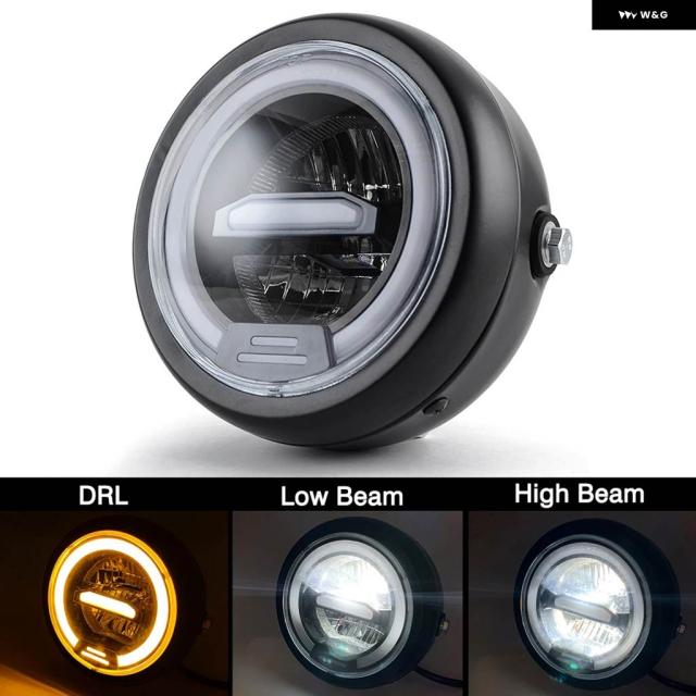 6.5in 自動二輪車 LED 前照灯 汎用 6.5in ラウンド 前照灯 ハーレー 運動競技はやりっ子 喫茶店レーサー ホンダ ヤマハ スズキ