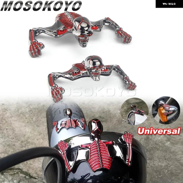 スカルオーナメントバイザー ハーレー ソフテイルダイナ スポーツスター 1200 インジケーター ヘッドライト ランプ マッドガード スケルトン像 装飾