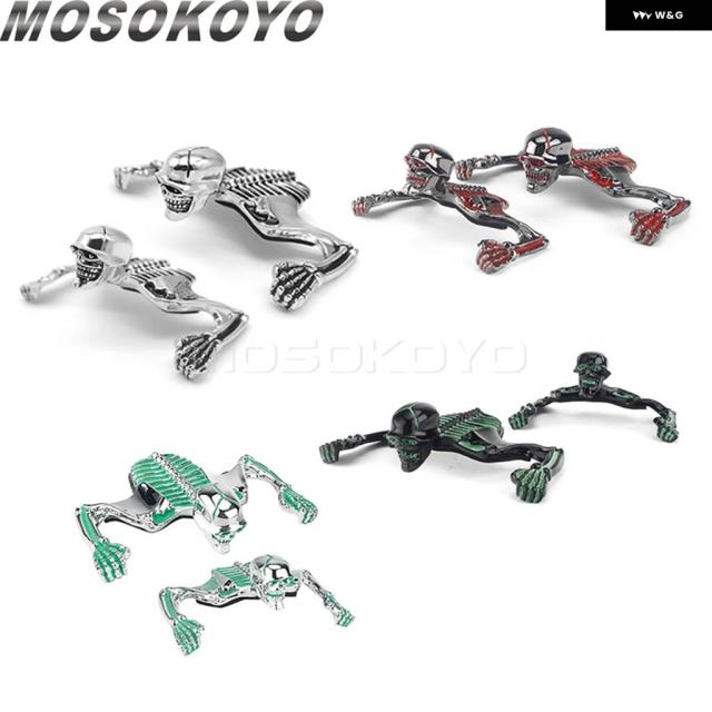 スカルオーナメントバイザー ハーレー ソフテイルダイナ スポーツスター 1200 インジケーター ヘッドライト ランプ マッドガード スケルトン像 装飾_2