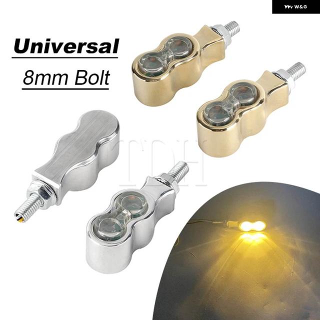 汎用 8MMミニレトロ オートバイ LEDウインカーインカー アンバー フラッシャー12Vシグナルランプ チョッパー