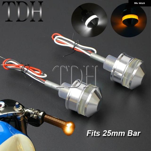 汎用 オートバイ 25MM ハンドルバー ウィンカー グリップ 1インチ バーエンド LEDプラグサイドマーカー ハーレー チョッパー ライト インジケーター