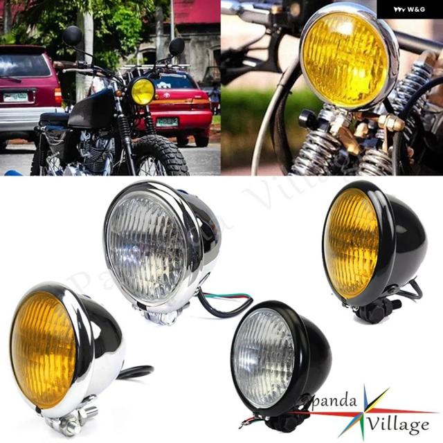 TRI XS650 チョッパー カフェレーサー スポーツスター ロード キングアイアン 883 汎用 モト ヴィンテージ ヘッドライト Eマーク E4 ヴィンテージラウンド