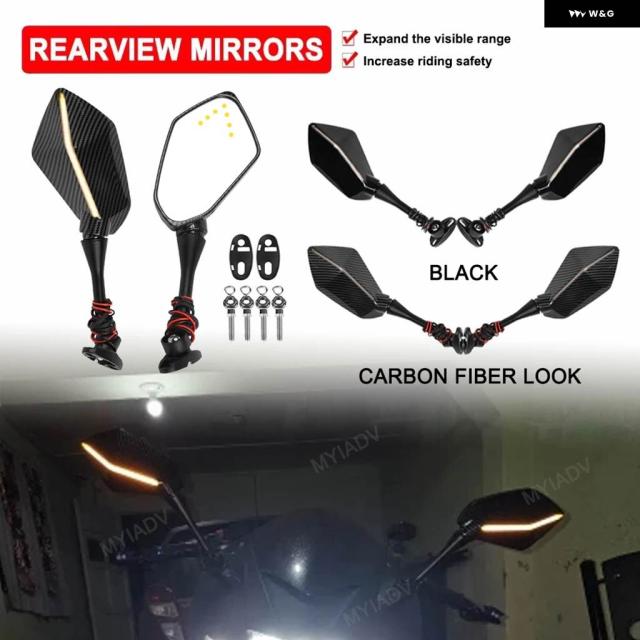 ホンダ CBR600RR 2003-2022 CBR1000RR 2004-2007向けライト付き オートバイ バックミラー サイドミラー アクセサリー