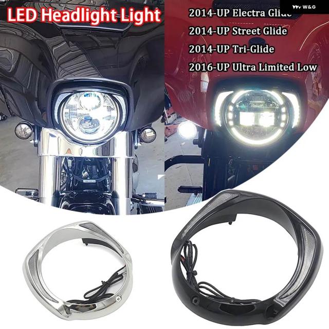 ハーレー ツーリング 琥珀色 ウィンカーLED 前照灯 ベゼル バイザー 刈り込み 輪っか付き添い人 自動二輪車 付属品 トライロードストリートエレクトラグライド