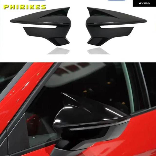 カーボンブラック リアビュードアウイング サイドミラー カバー シート用シェルケースレオンライオン 5F III IBIZA 6F V KJ1 アローナ KJ7
