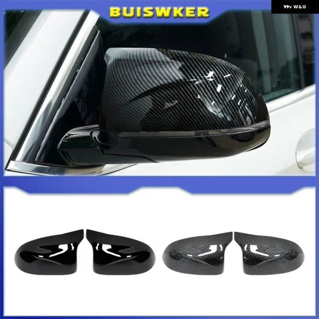 2ピースバックミラー カバー キャップ BMW F25 X3 F26 X4 F15 X5 F16 X6 2014-2018 カーボンブラック
