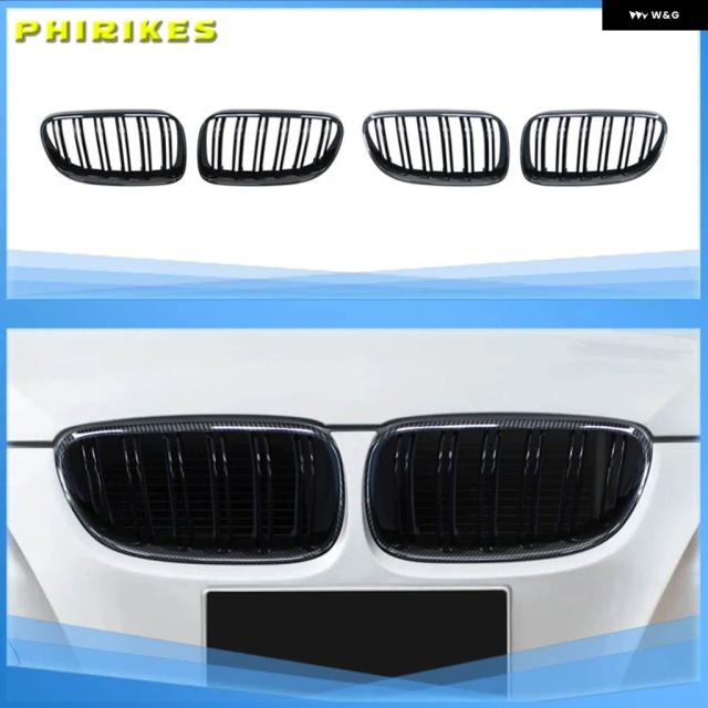 2ピースカー スタイル ブラックフロントキドニーダブルスラット グリル BMW E92 E93 3シリーズ 328I 335I クーペ LCI 2010-2013