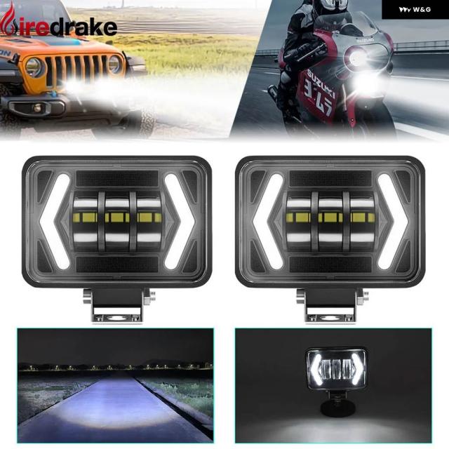 4.5インチLEDスクエアワークライト 80W 8000LM 高出力SUV LED ヘッドライト 6000K 防水 オフロード車両 トラック 作業灯 フォグランプ