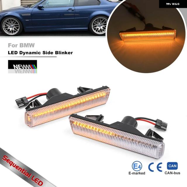 BMW 3シリーズ E46 M3 7シリーズ E38 01-06 CANBUS フェンダーダイナミックLEDウインカーリピーター サイドマーカーなし