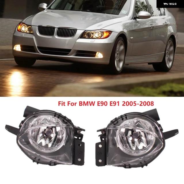 BMW 3シリーズ E90 E91 325 328 335 2005 - 08 セダン用 フロント バンパー クリア フォグランプ ハロゲン バルブ 付きランプ