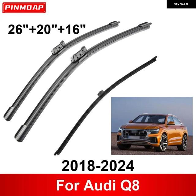 アウディ Q8 2018-2024用3個分車用 ワイパ 向こう正面後押し ワイパ ブレードブラシ 四輪車付属品 2018 - 24