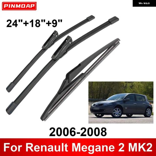ルノーメガーヌ2 MK2 2006-2008年用3平和条約車用 ワイパ 向こう正面後押し ワイパ ブレードブラシ 四輪車付属品 2006年 2007年 2008年