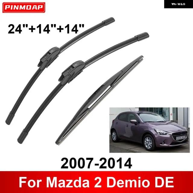 マツダ 2 デミオDE 2007-2014用3個分車用 ワイパ 向こう正面後押し ワイパ ブレードブラシ オート付属品 2007 - 10