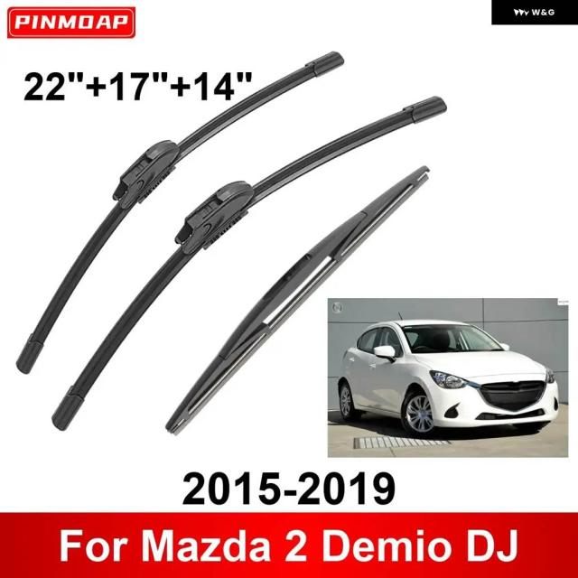 マツダ 2 デミオDJ 2015-2019用3平和条約車用 ワイパ 向こう正面後押し ワイパ 金モール 毛はらい オート付属品 2015-19