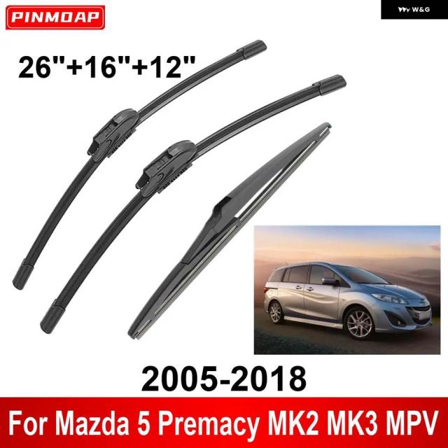 マツダ 5プレマシーMK2 MK3 MPV用3平和条約車用 ワイパ 2005-2018 向こう正面 ワイパ 金モール 毛はらい 四輪車付属品 2005 2006