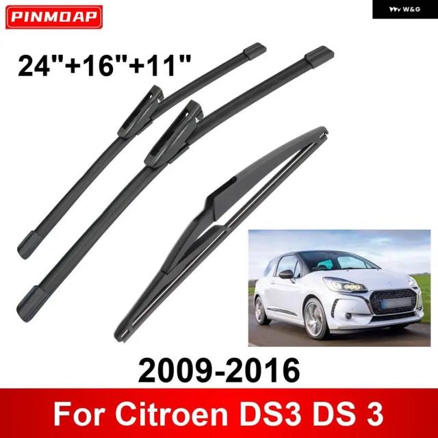 シトロエン DS3 DS 3 2009-2016用3個分車用 ワイパ 向こう正面後押し ワイパ ブレードブラシ オート付属品 2009 - 2013