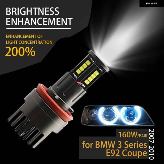ANGEL EYES 120W H8 スーパーホワイト 6000K リングLEDライト BMW 2007-2010 3シリーズ E92 クーペ プレ-LCI SUPER用