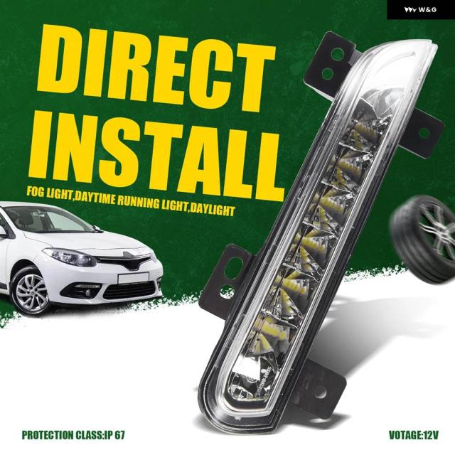 ルノーフルエンス2014 ホットフロント左LEDDRL フォグライト オートドライブランプ デイタイム ランニングランプバンプ