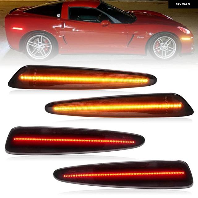 シボレー コルベット C6 2005-2013 スモークレンズ LED サイドマーカーランプ アンバー フロント レッドリア サイドフェンダーライト 9,576円