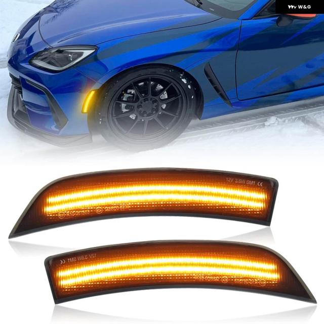 トヨタ GR86 ZN8 スバル BRZ ZD8 2022-2024 スモークレンズ アンバー LEDフロント バンパー サイドマーカーランプ 2点