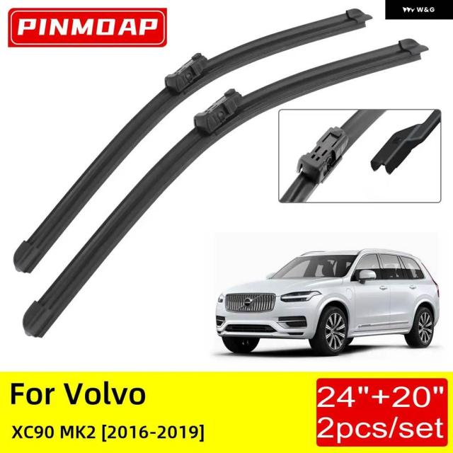 ボルボ XC90 MK2 2016年モデル - フロント ワイパー ブレード19枚24インチ 20インチブラシカッターアクセサリーラバー ワイパー 汎用