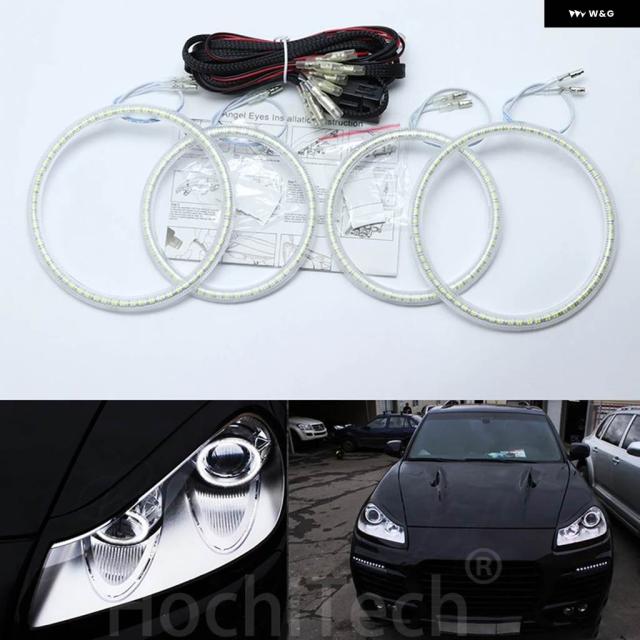 ポルシェ カイエン 957 2007年 2008年 2009年式ウルトラSMDホワイトLED エンジェルアイズ 2600LM 12Vリングキット デイタイム ランニングライト