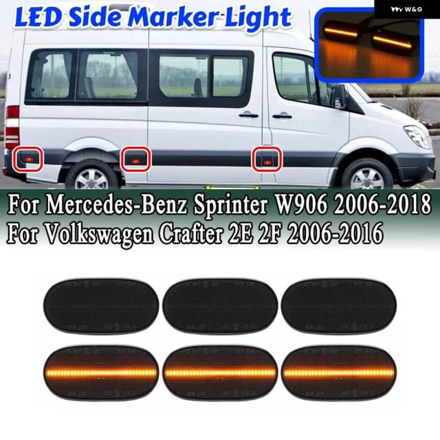 メルセデス ベンツ スプリンター W906 / VW CRAFTER 2E 2F 2006-2016 シーケンシャルLEDサイドマーカー スモークレンズ フェンダー ウィンカーライト