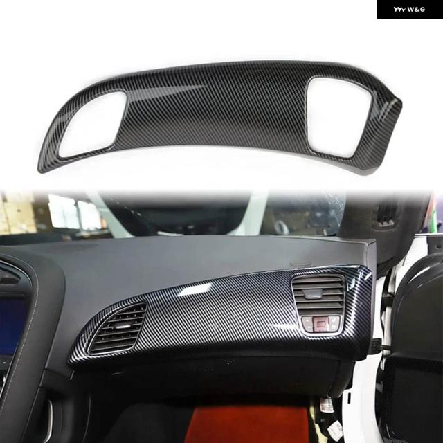 1枚 ダッシュボード パネル 装飾 カバー トリム アクセサリーABSカーボン シボレー コルベット C7 2014-19