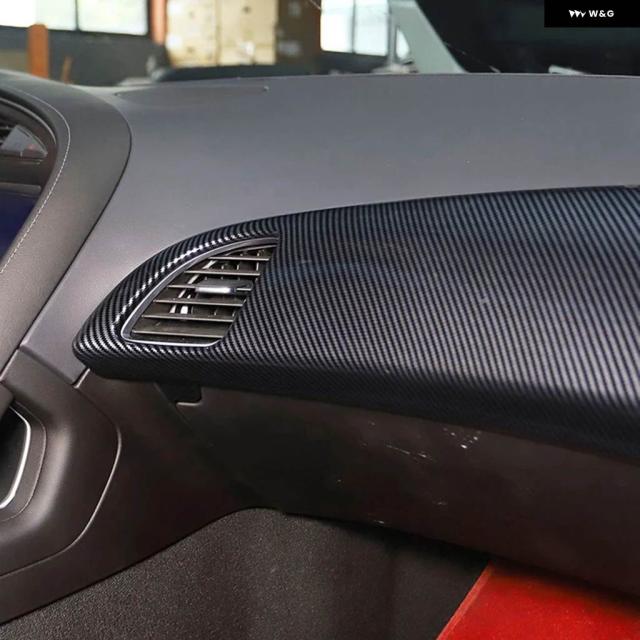 1枚 ダッシュボード パネル 装飾 カバー トリム アクセサリーABSカーボン シボレー コルベット C7 2014-19_5