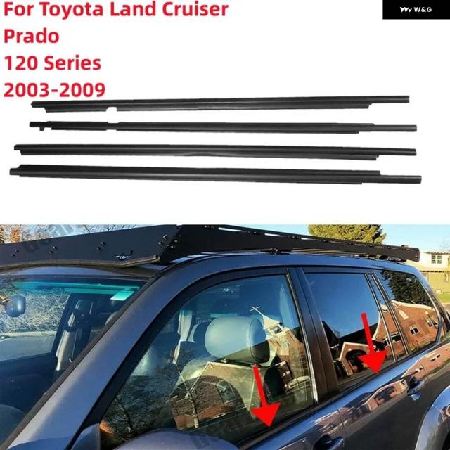 トヨタ ランドクルーザー プラド 120シリーズ 2003-2009年モデル用4セット車用窓ウェザーストリップサイドドアモールディングゴム トリム シールベルト