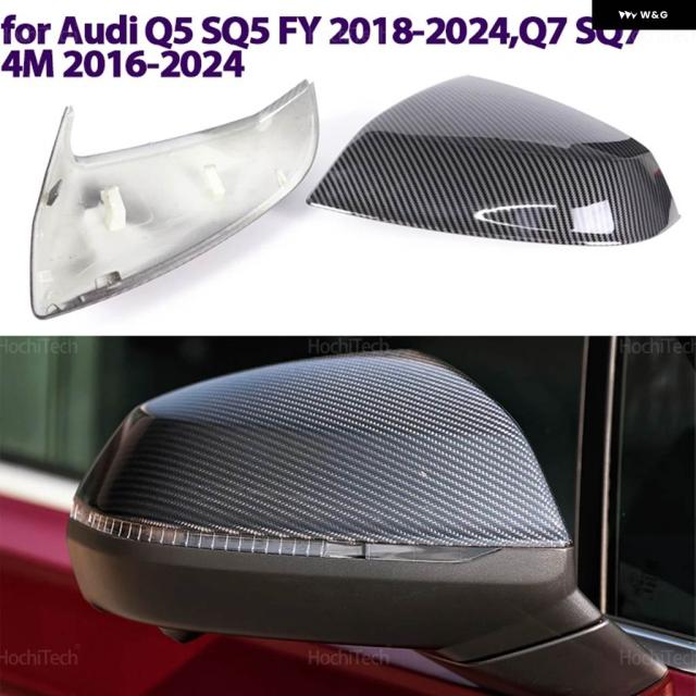 アウディ Q5 SQ5 FY 2018-2024Q7 SQ7 4M 2016-2024向けブラックカーボンパターンリアビュー外サイドミラー キャップ