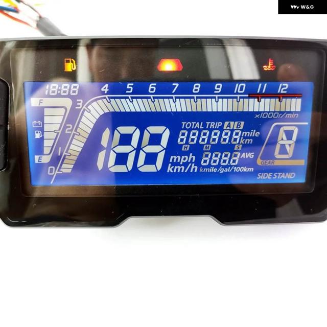 LED 12000RPM 6速 汎用 オートバイ LCD デジタルスピード メーター バックライト オドメーター 2 4気筒メーターワイヤーなし