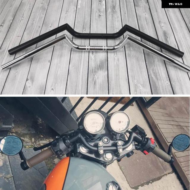レトロ バイク 22M ハンドルバー 7/8インチ バイク ステアリングホイール ロイヤルエンフィールド カフェ レーサー トラッカー SV650 CB650R CB650F