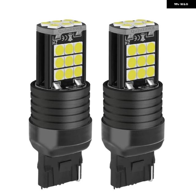 2PCS T20 7440 W21W WY21W スーパー LED カーブレーキ バルブ ウィンカー オートバックランプ デイタイム ランニングライト 赤 白 黄色