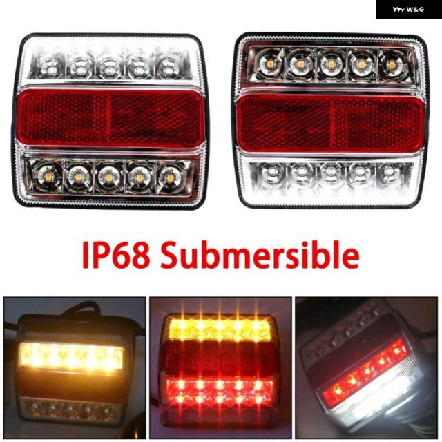 2ピース 12V リア LED 潜水式トレーラー テールライト キット ボートマーカー トラック 防水