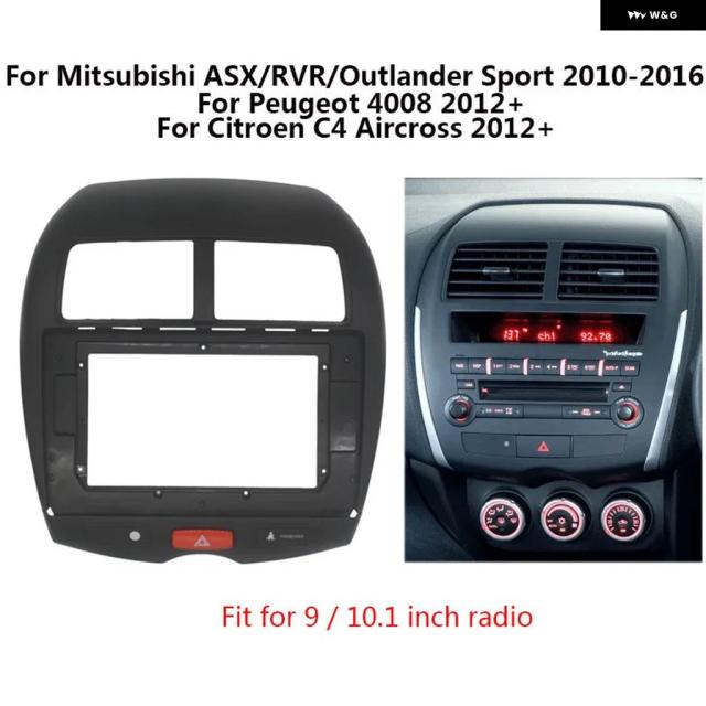 2 DINカー ラジオ ファシア 三菱 ASX RVR アウトランダー 2010 - 2016 スポーツオート ステレオ 取り付け ダッシュボード パネル 取り付け トリム フレーム キット_5