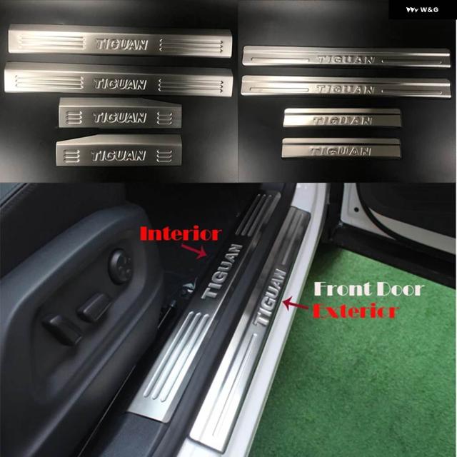 スタイリング インナー 外ドアシル プレートスカッフペダル ウェルカム ペダルカバー フォルクスワーゲン フォルクスワーゲン ティグアン B7 2010-2015