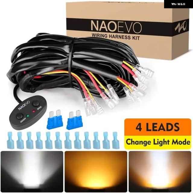 配線 ハーネス 3M NAOEVO 6モード LED ライトバー 12V 40Aリレーが異なるモード間で切り替える